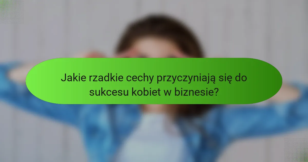 Jakie rzadkie cechy przyczyniają się do sukcesu kobiet w biznesie?