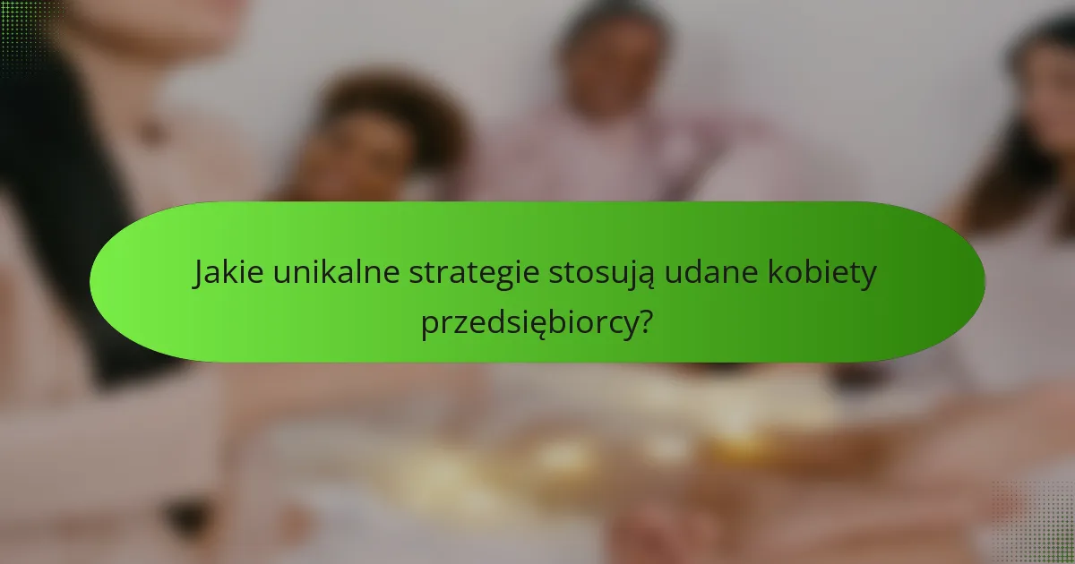 Jakie unikalne strategie stosują udane kobiety przedsiębiorcy?