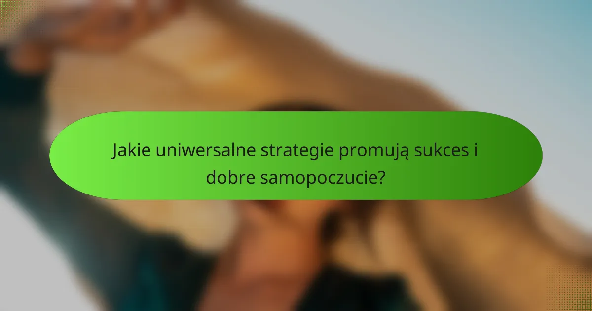 Jakie uniwersalne strategie promują sukces i dobre samopoczucie?